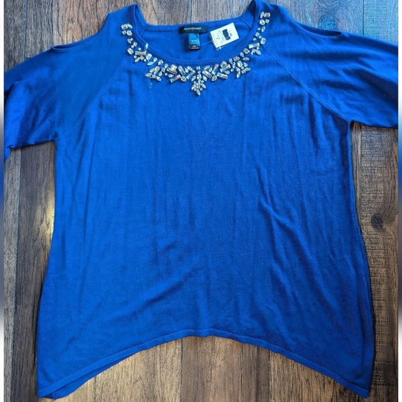 Ashley Stewart Size 26 Jewel Embellishment Violet Purple Cold Shoulder Tunic NWT - Picture 6 of 16